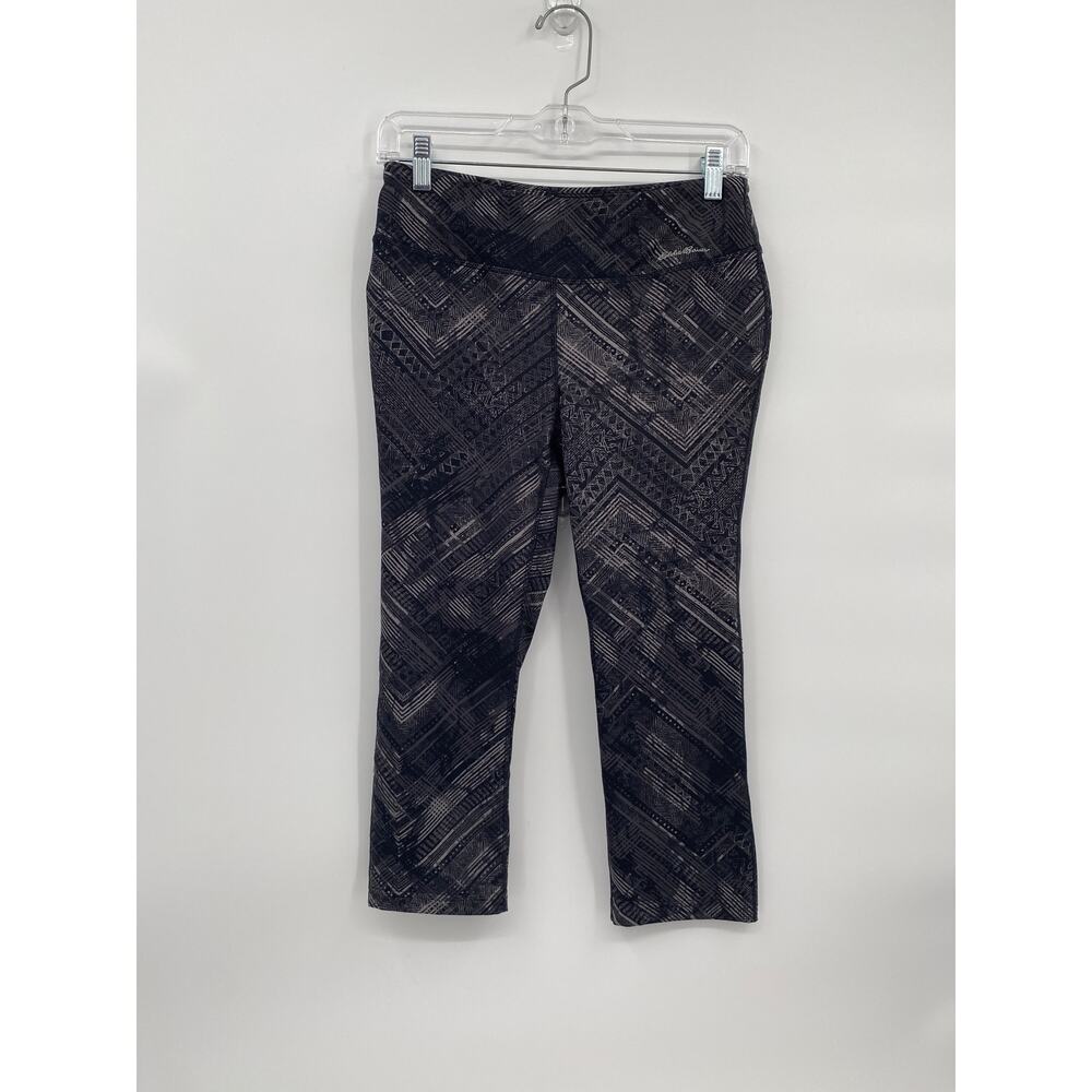 Eddie Bauer Black Gray Print Leggings Crop Women's Medium